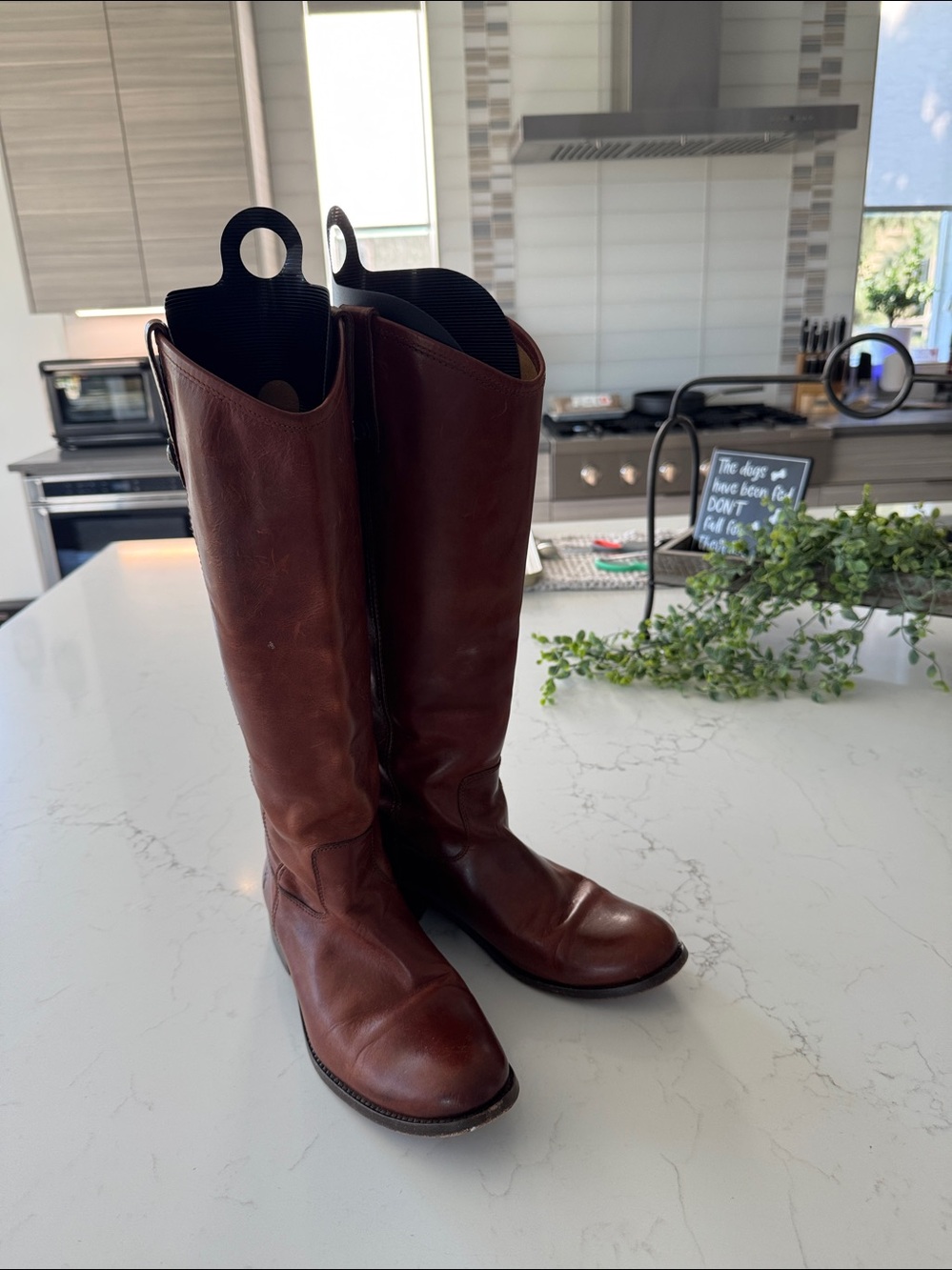 Frye Melissa Button Cognac Leather Knee High Boot